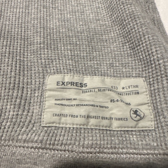 Express Men’s Waffle Knit Shawl Collar Pullover Sweatshirt Gray Size M - Picture 3 of 7